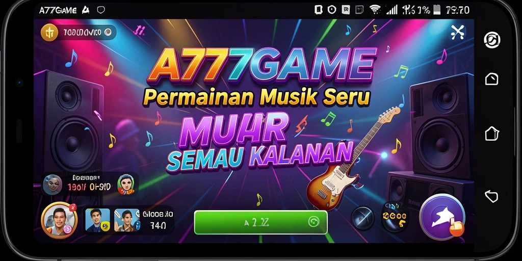 Tampilan gameplay seru A777GAME dengan banyak pilihan lagu.