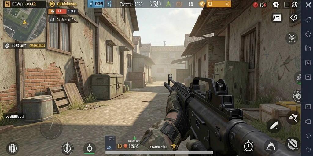 Tampilan gameplay mendebarkan di DEWATOGEL dengan aksi FPS intens.