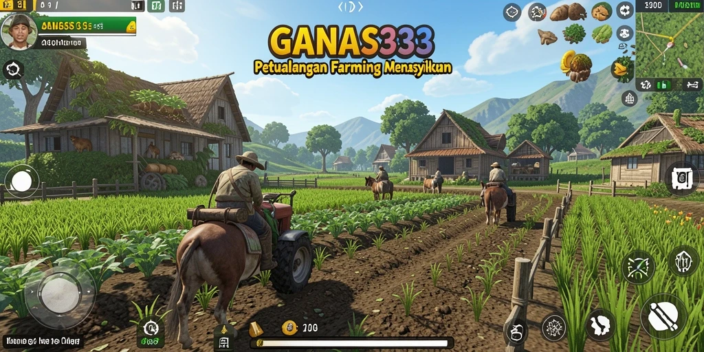 Tampilan gameplay GANAS33 yang menampilkan aktivitas pertanian yang menyenangkan.