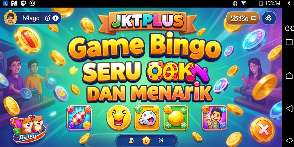 Gameplay JKTPLUS dengan tampilan papan Bingo yang menarik.