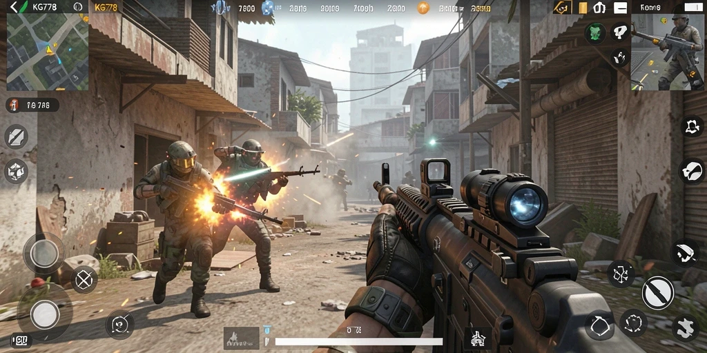 Screenshot gameplay KG778 menampilkan aksi tembak-menembak yang mendebarkan.
