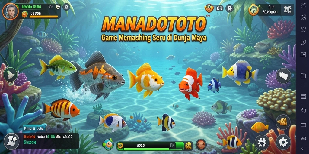 Tampilan menarik dari gameplay memancing di MANADOTOTO.