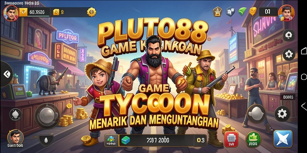 Tampilan gameplay menarik dari PLUTO88 yang menunjukkan aksi pengelolaan bisnis.